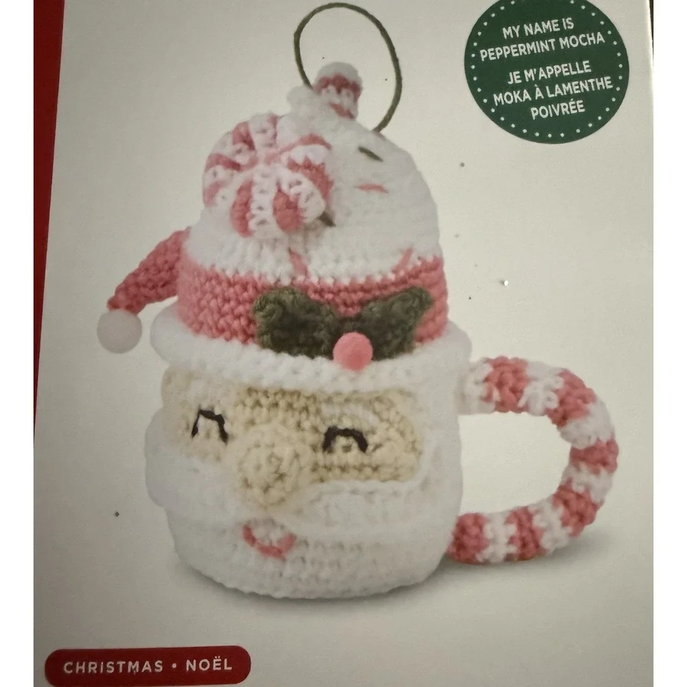 Loops & Threads Santa Mug Crochet Christmas Ornament Kit Peppermint Mocha New